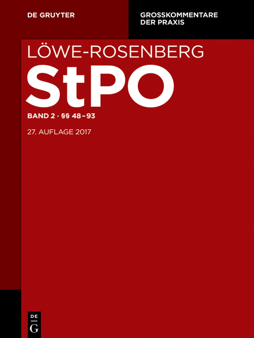 Upplýsingar um StPO Band 2 §§ 48-93 eftir Camilla Bertheau - Biðlisti
